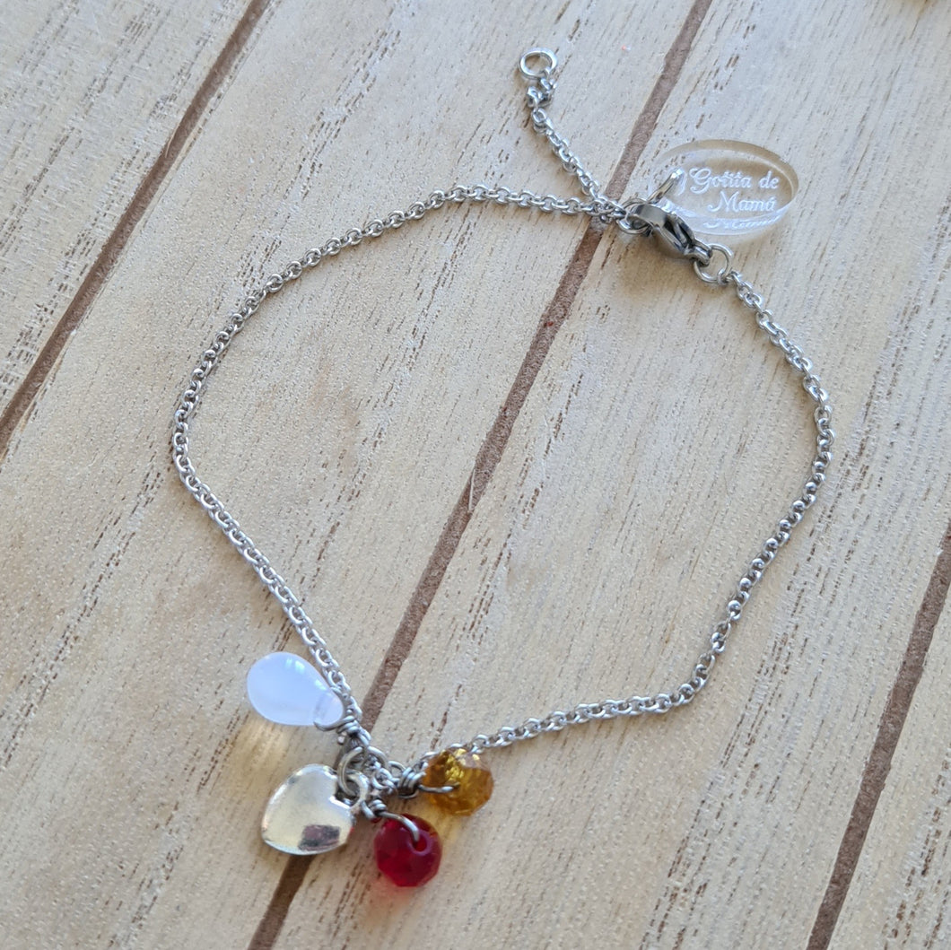 Pulsera en stainless steel con corazón para Mamá Lactante